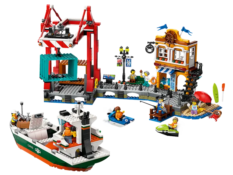 60422 Seaside Harbor with Cargo Ship