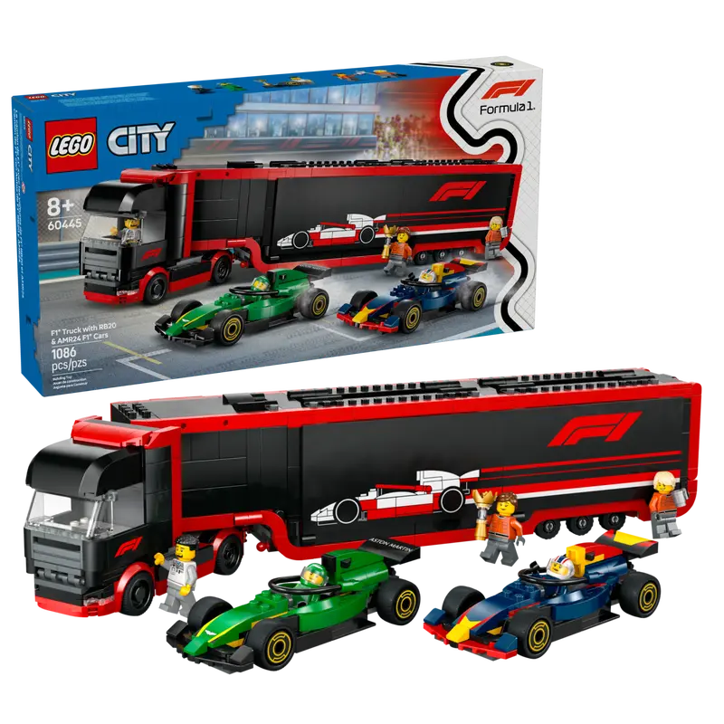 60445 F1® Truck with RB20 & AMR24 F1® Cars